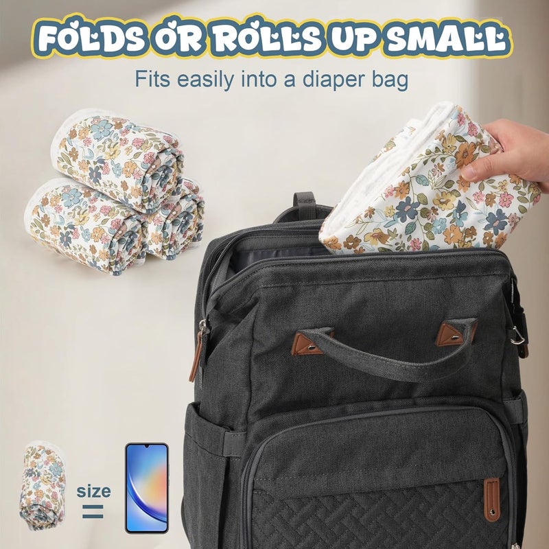 Coinarin Baby Diaper Changing Pad – 31.5" x 21.5" Extra Large Waterproof Absorbent Portable Changing Mat, Reusable Changing Pad Liner for Travel or at Home Use(Floral1) - Image 5
